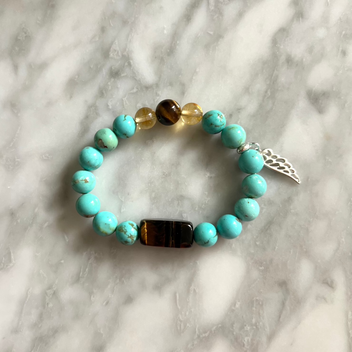 Turquoise and Tiger eye Money Fortune Bracelet designed by psychic Setsu