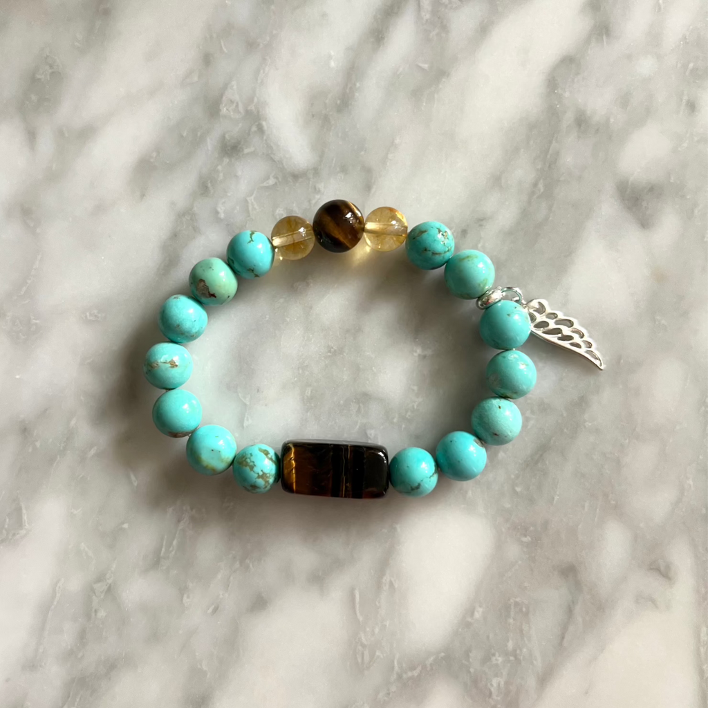 Turquoise and Tiger eye Money Fortune Bracelet designed by psychic Setsu