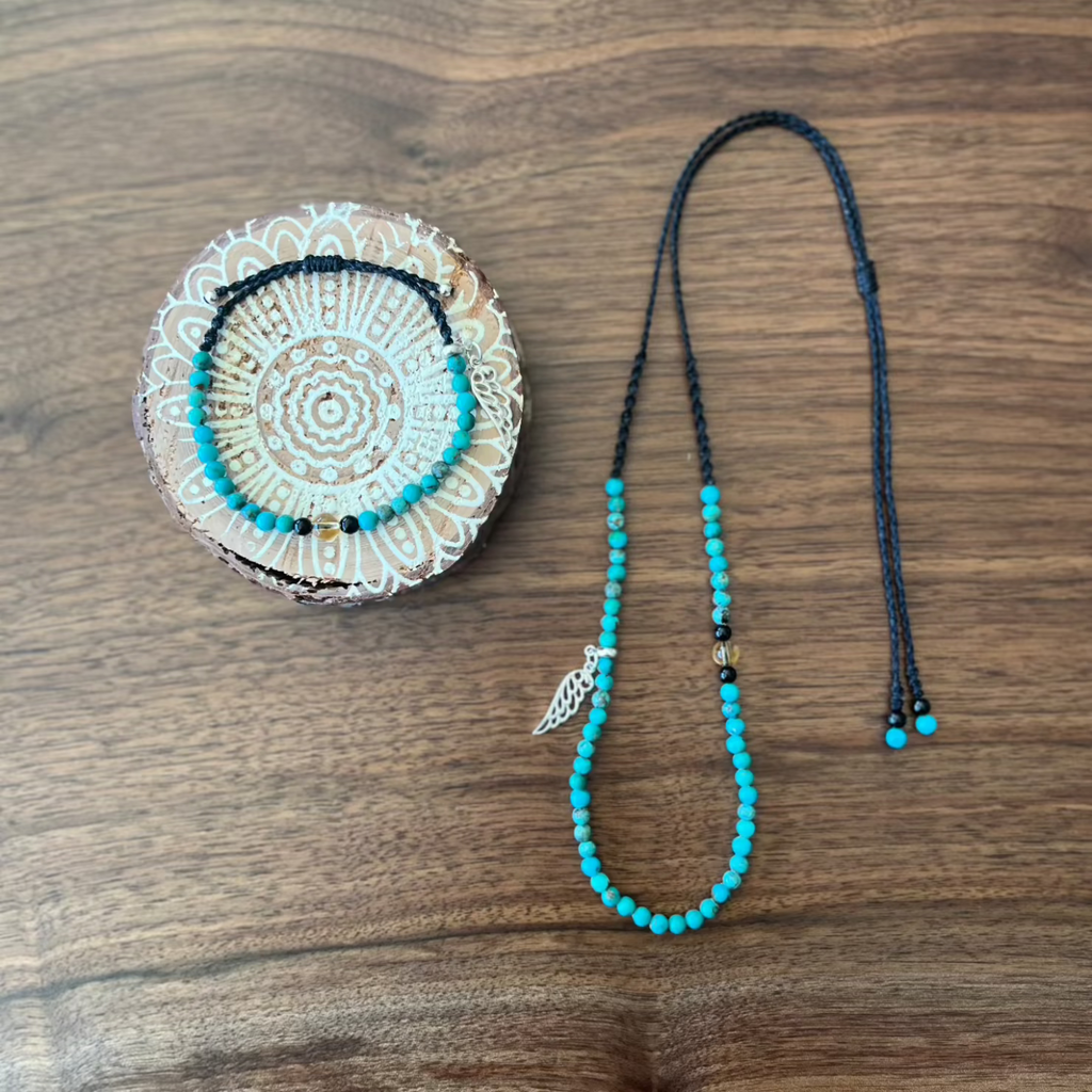Semi precious stone necklace designed by psychic readings by Setsu